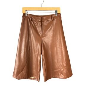 Avec Les Filles Faux Leather Jorts Women XS Culottes Brown Wide Leg Going Out